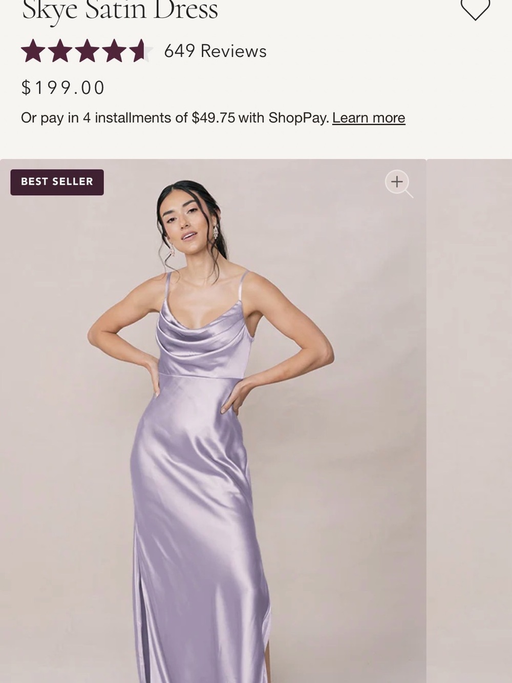Revelry Skye Light Lavender Satin Cowl Slip Maxi Dress